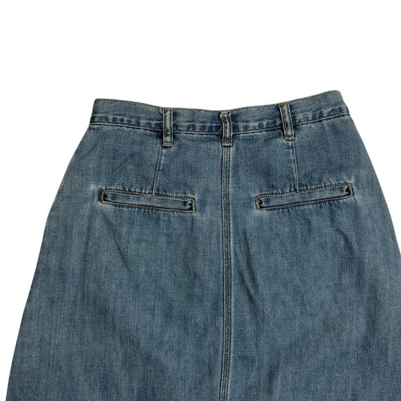 Free People Denim Womens Blue Midi Making Me Crazy Button Fridge Retro Skirt 4 - Picture 5 of 9